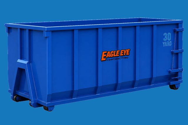30 yard blue roll-off dumpster rental for larger renovation and cleanout projects